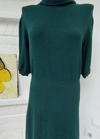 Yeşil orijinal mango triko elbise 