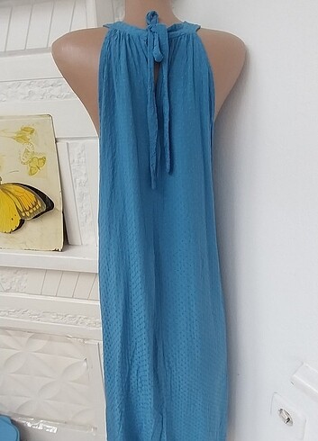 m Beden mavi Renk Adil ışık marka saten elbise 