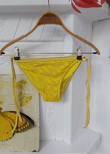 l Beden Sarı bikini alt
