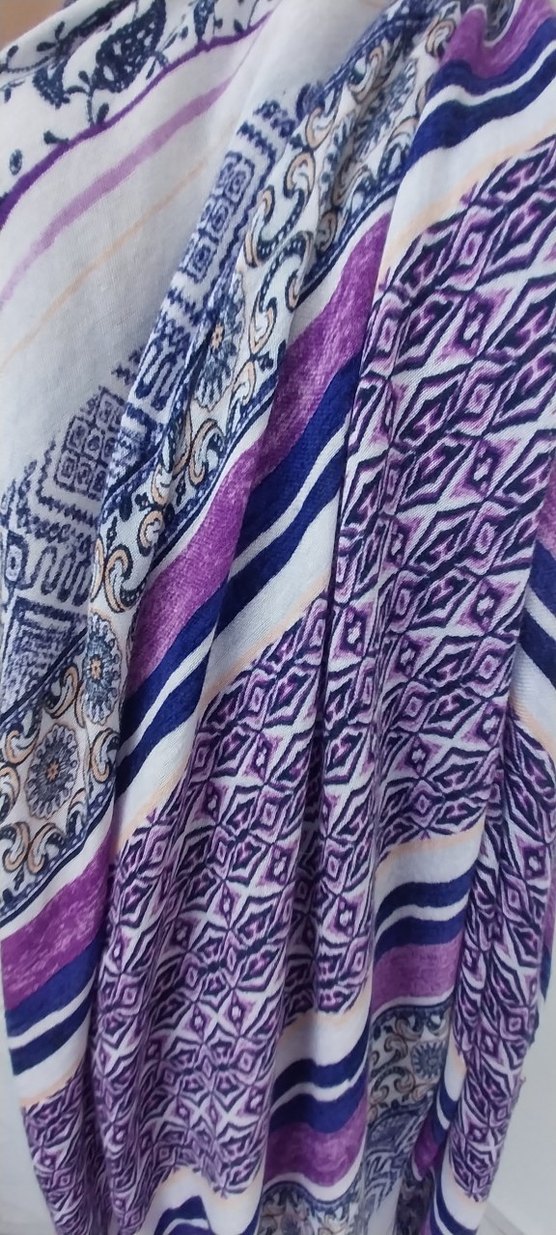 Mor Desenli Bohem Drapeli Kadın pareo - Görsel 4