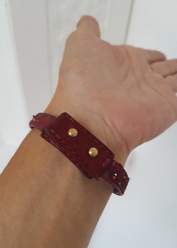 Bordo Boncuk İşlemeli Bohem El Zinciri - Görsel 5