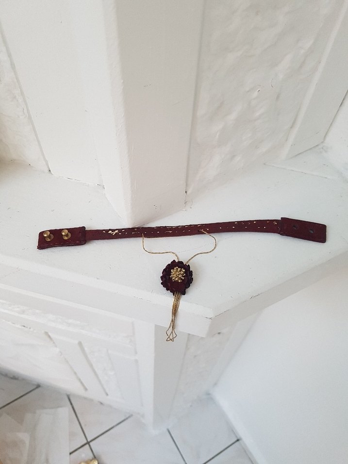 Bordo Boncuk İşlemeli Bohem El Zinciri - Görsel 4