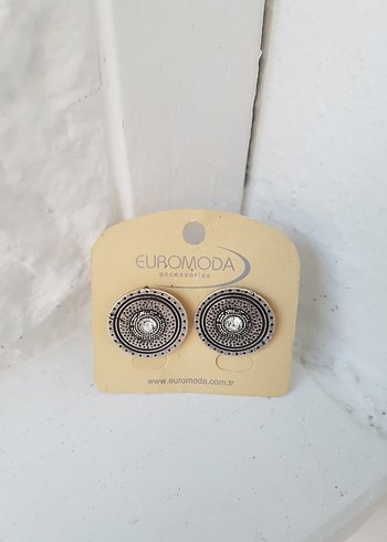 American Vintage Bohem Etnik Desenli Mini Düğmeli Küpe