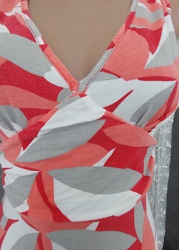 Desenli V Yaka Drapeli Hamile Elbisesi - Görsel 8