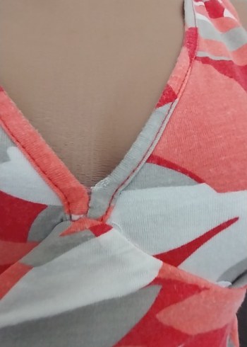 Desenli V Yaka Drapeli Hamile Elbisesi - Görsel 5