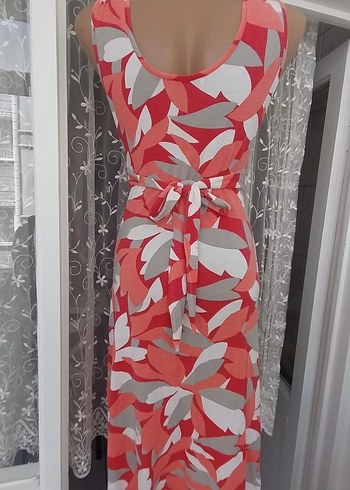 Desenli V Yaka Drapeli Hamile Elbisesi - Görsel 7