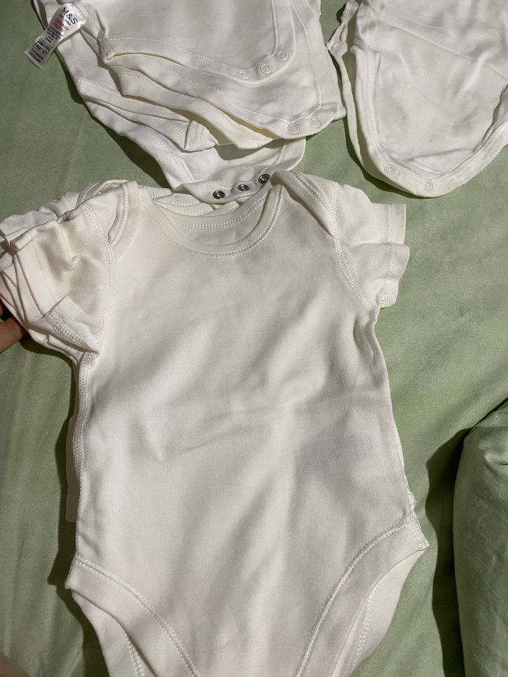 Beyaz Pamuklu Kısa Kollu Bebek Body - Görsel 5