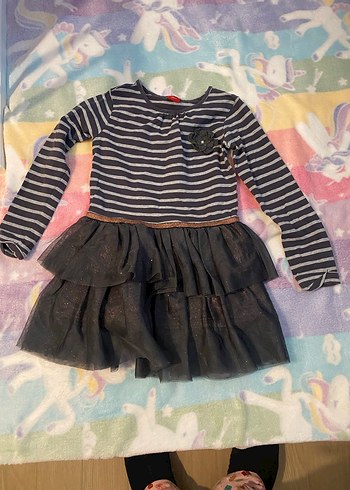 Kız Çocuk Gri Çizgili Nakışlı Uzun Kollu Tişört - Görsel 4