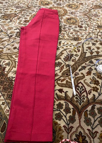 Bordo Midi Kumaş Kadın Pantolon - Görsel 6