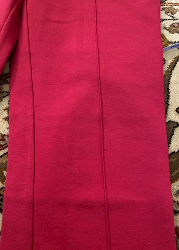 Bordo Midi Kumaş Kadın Pantolon - Görsel 2