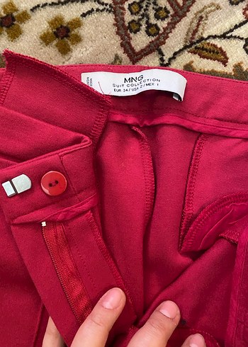 Bordo Midi Kumaş Kadın Pantolon - Görsel 3