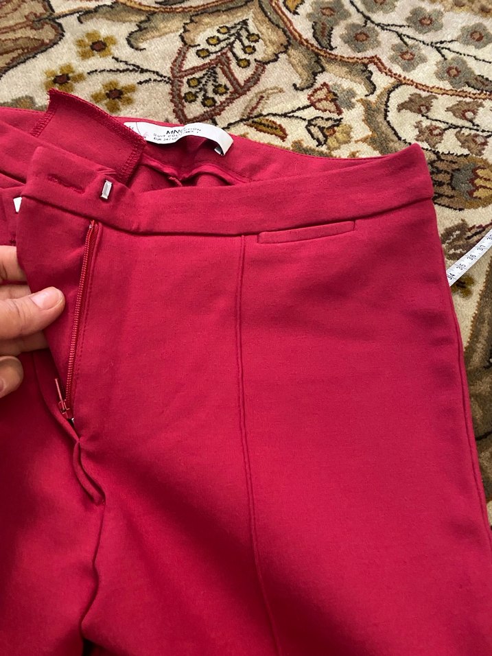 Bordo Midi Kumaş Kadın Pantolon - Görsel 4