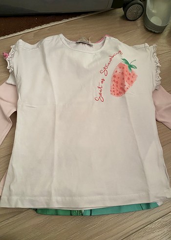 Pembe Uzun Kollu Kız Tişörtü Parlak Detaylı - Görsel 7