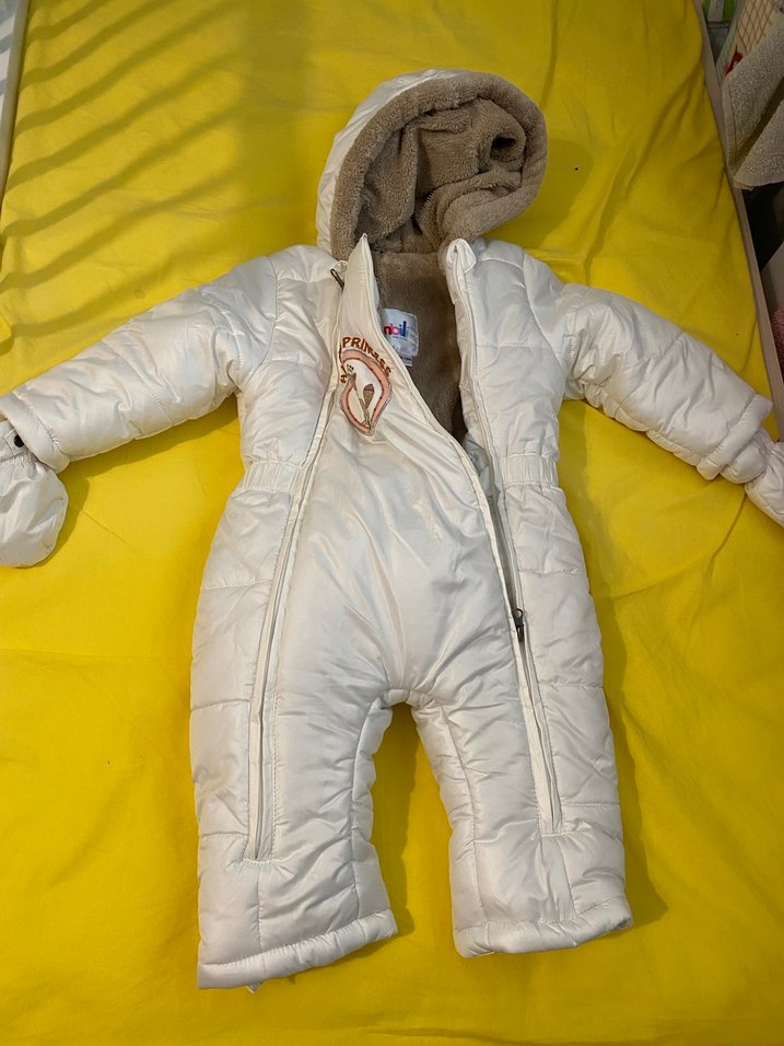 Bebek Kız Beyaz Fermuarlı Tulumu - Görsel 5