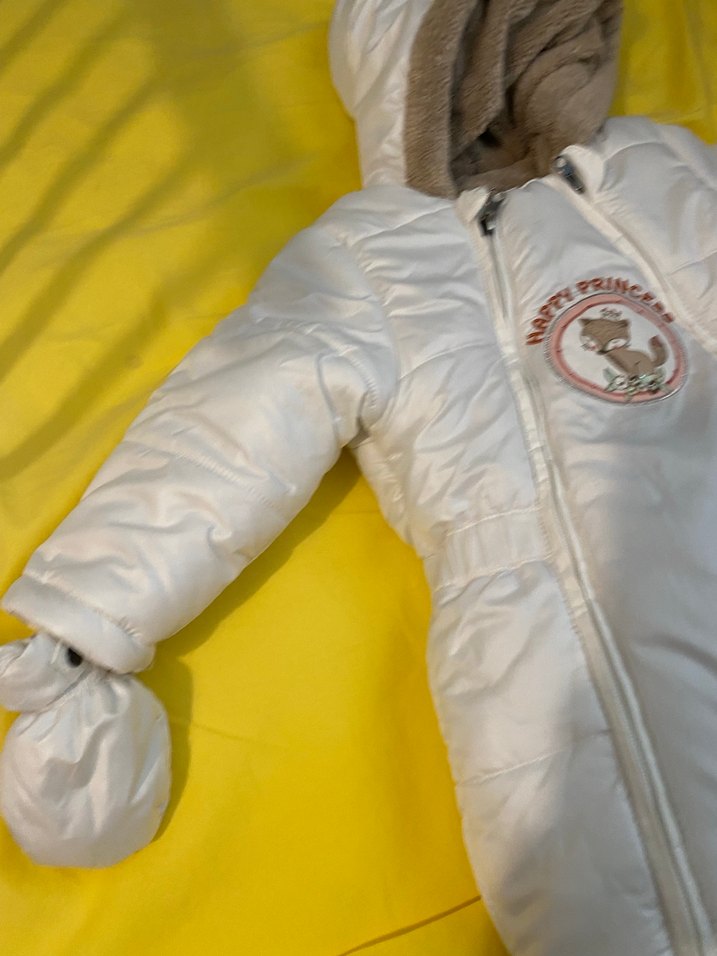 Bebek Kız Beyaz Fermuarlı Tulumu - Görsel 2