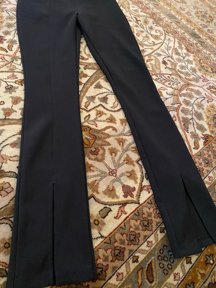 Düz Kesim, Yırtmaçlı Kadın Kumaş Pantolon - Görsel 4