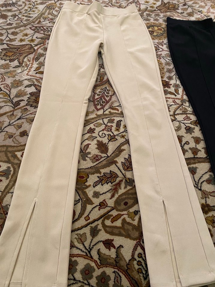 Düz Kesim, Yırtmaçlı Kadın Kumaş Pantolon - Görsel 3