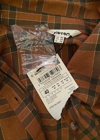 Düğmeli Kahverengi Keten Kadın Gömlek - Görsel 2