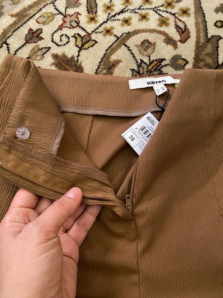 Kadın Kahverengi Midi Kumaş Pantolon - Görsel 3