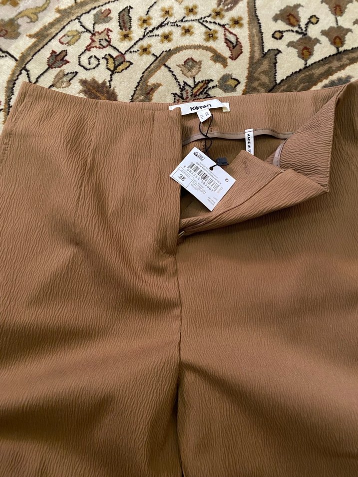 Kadın Kahverengi Midi Kumaş Pantolon - Görsel 2