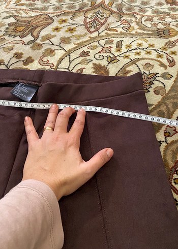 Kahverengi Süet Kadın Kumaş Pantolon - Görsel 6