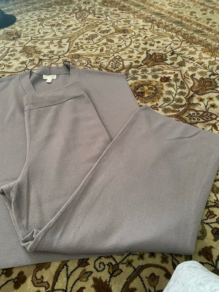 Gri V Yakalı Kemerli Kadın Süveter - Görsel 4