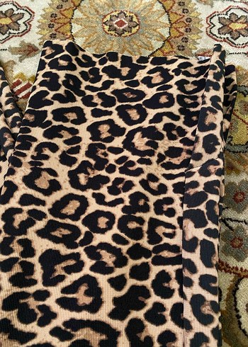 Kahverengi Leopar Desenli Kadın Kumaş Pantolon - Görsel 2