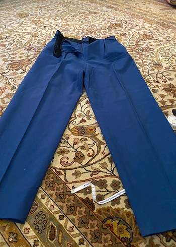 Düğmeli Mavi Kadın Ofis Kabanı - Görsel 8