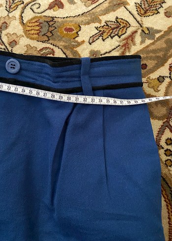 Düğmeli Mavi Kadın Ofis Kabanı - Görsel 5