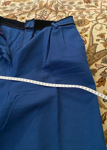 Düğmeli Mavi Kadın Ofis Kabanı - Görsel 6