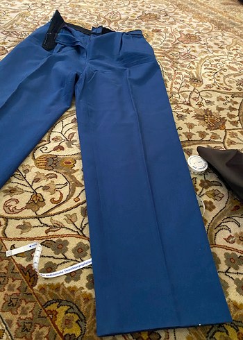 Düğmeli Mavi Kadın Ofis Kabanı - Görsel 7