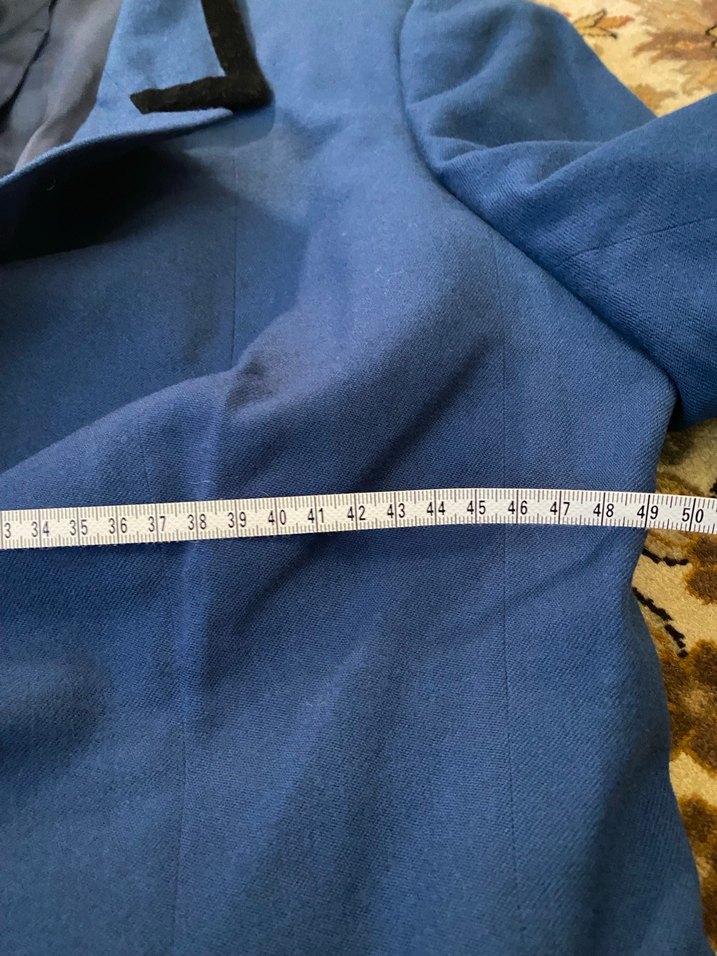 Düğmeli Mavi Kadın Ofis Kabanı - Görsel 3