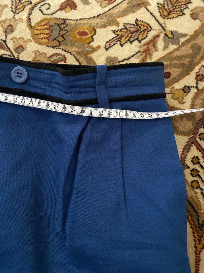 Düğmeli Mavi Kadın Ofis Kabanı - Görsel 5