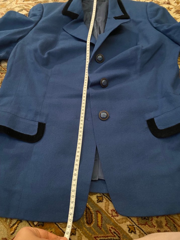 Düğmeli Mavi Kadın Ofis Kabanı - Görsel 2