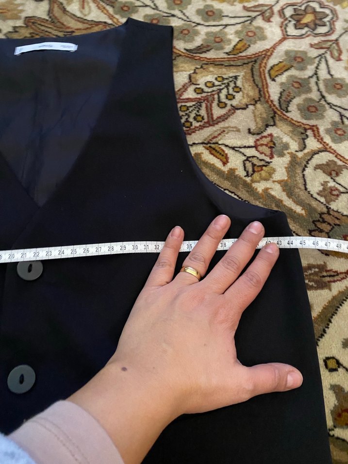 Düğmeli Siyah kadin Yelek - Görsel 2