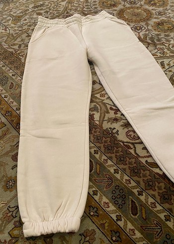 Beyaz Rahat Kesim Kadın Eşofman Altı - Görsel 2