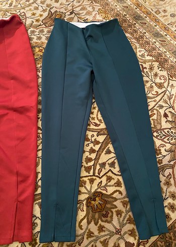 Renkli Dar Kesim Kadın Kumaş Pantolon - Görsel 3
