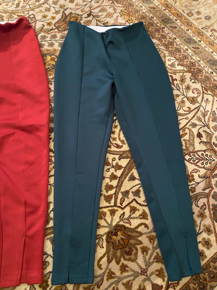 Renkli Dar Kesim Kadın Kumaş Pantolon - Görsel 3