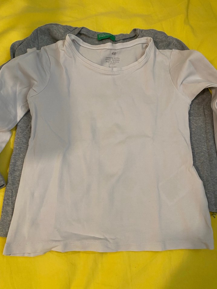 Gri Uzun Kollu Kız Tişörtü Düğmeli - Görsel 2