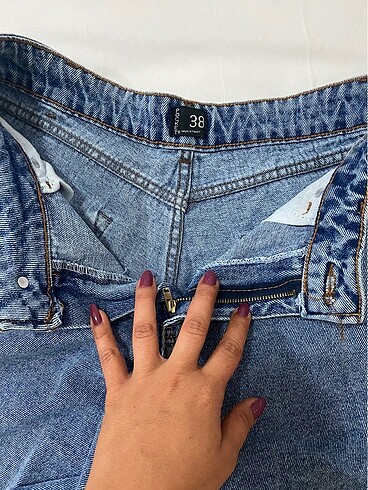 38 Beden lacivert Renk #geniş #paça #şort #yüksekbel #jean #38