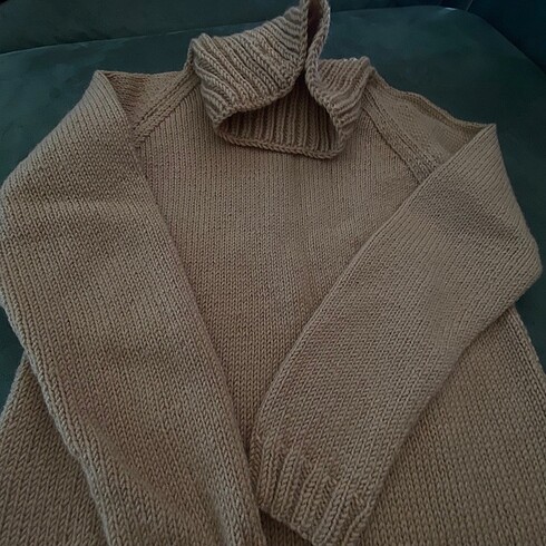 m Beden camel Renk #örgü #dikyaka #bej #tunik #kazak #yün #