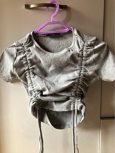 xs Beden Trendyol Gri Crop Bluz
