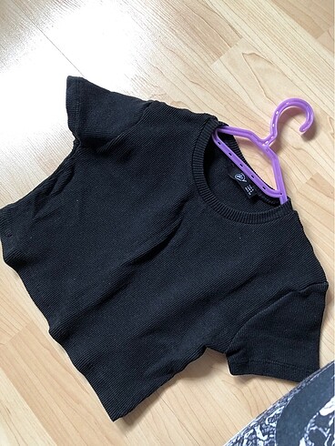 Siyah Crop Bluz Tişört