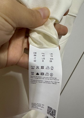 Hugo Boss V Yaka Drape Detaylı Beyaz Midi Elbise