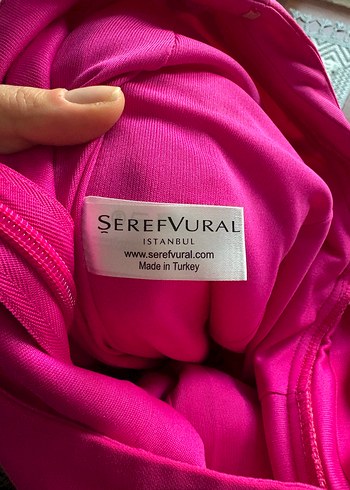 Pembe Uzun Drapeli V Yaka Abiye Elbise - Görsel 3