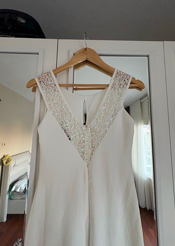 Sade V Yaka Kolsuz Uzun Gelinlik - Görsel 3