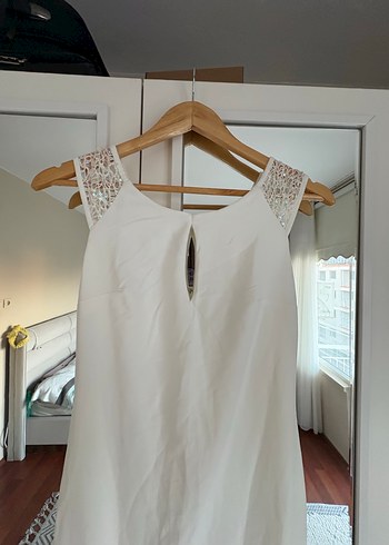 Sade V Yaka Kolsuz Uzun Gelinlik - Görsel 2