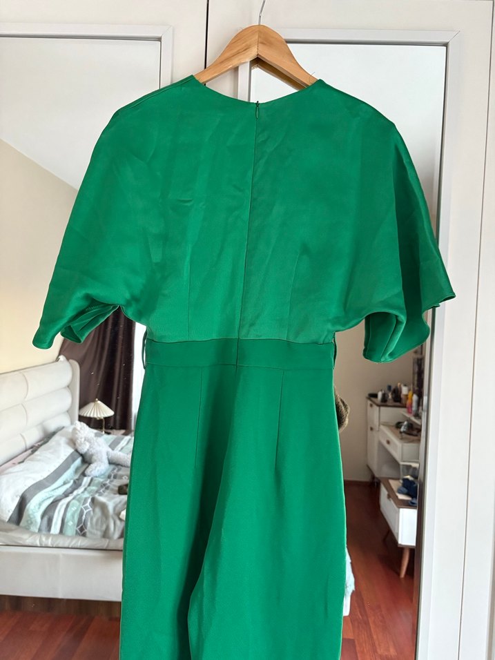 Yeşil Drapeli Uzun Kadın tulum - Görsel 4