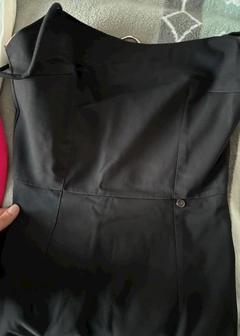 Straplez Siyah Mini Elbise - Görsel 4