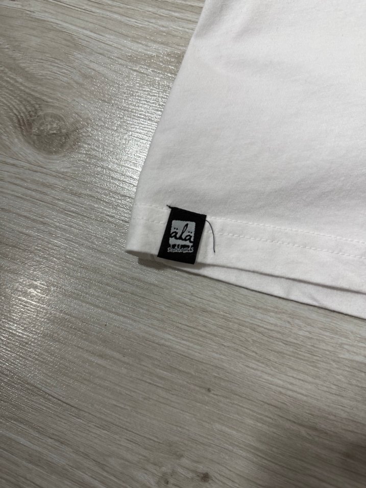 UnisexBeyaz Kısa Kollu Pamuklu Tişört - Görsel 4